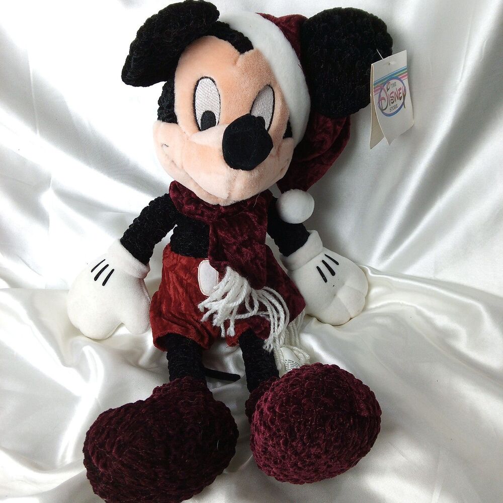 Vtg. Walt Disney Store 14'' Mickey Mouse Christmas Velvet Plush Stuffed Animal